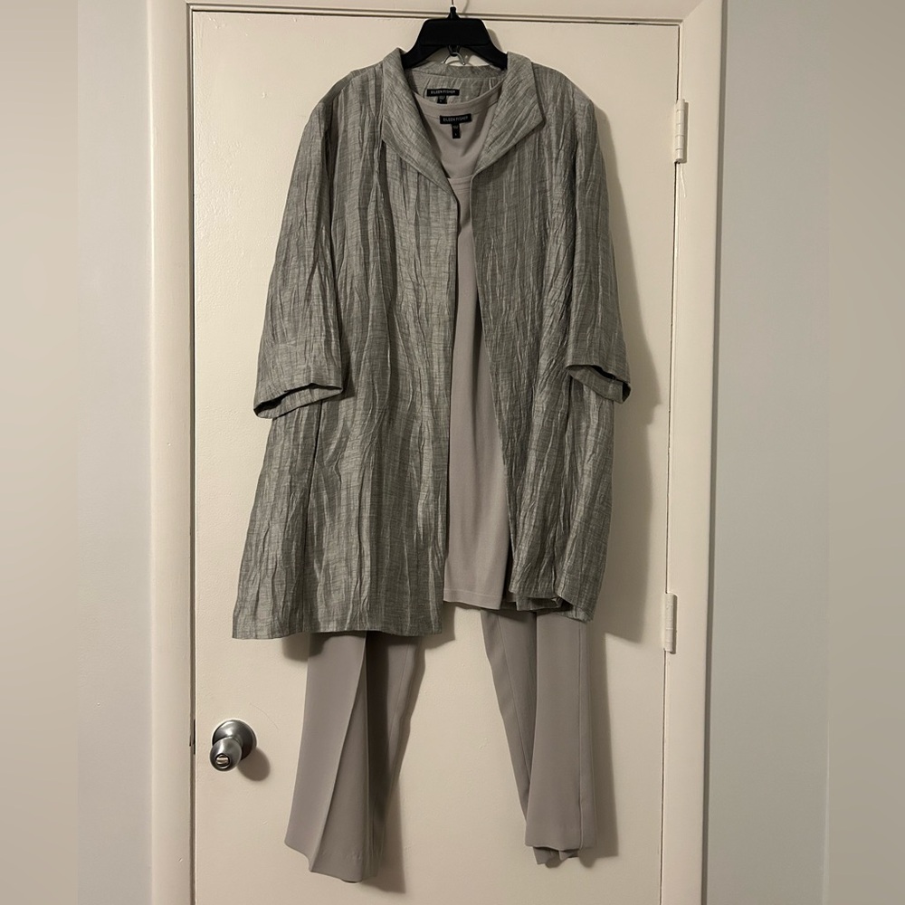 Eileen Fisher Crinkle Linen Jacket with Tank Included - Picture 4 of 11